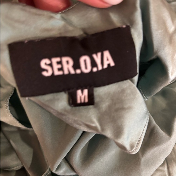 Ser.Oya | Emma Silk Dress Elegant Feldspar Green Silk Evening Gown Size M New - Picture 4 of 7